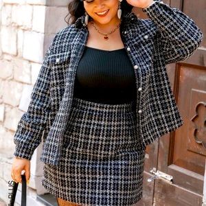 ✅ plus plaid flap pocket drop shoulder jacket (only)